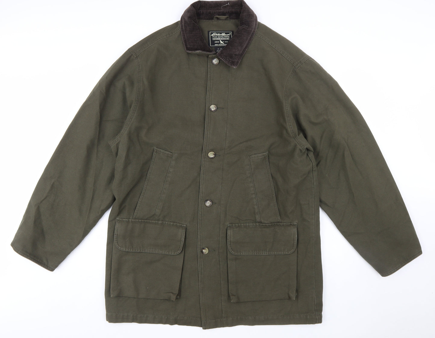 Eddie Bauer Men's Green Cotton Field Jacket Size M Regular Outdoor Style
