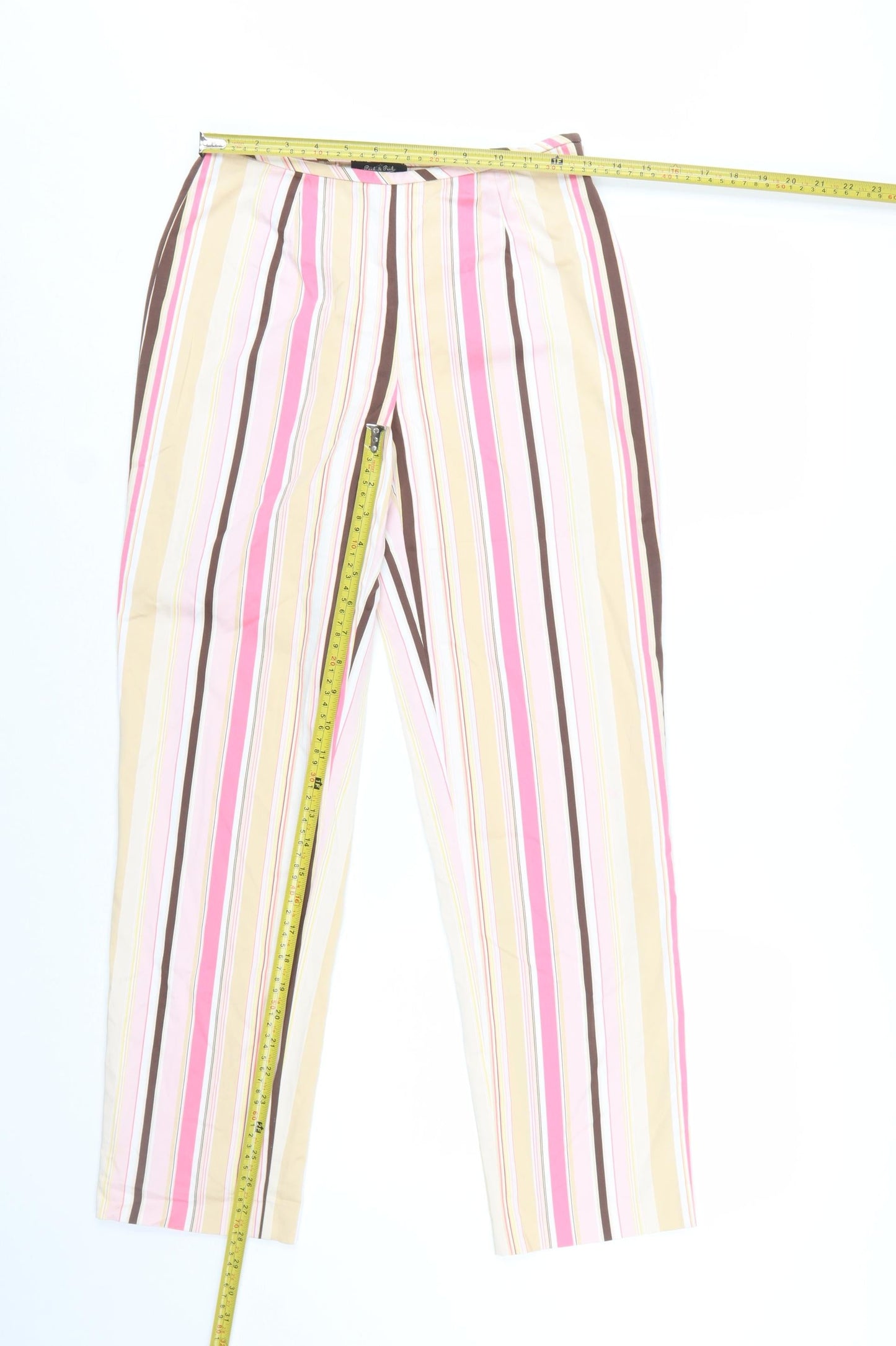 Peck & Peck Women’s Multicoloured Striped Cotton Blend Trousers Size 6