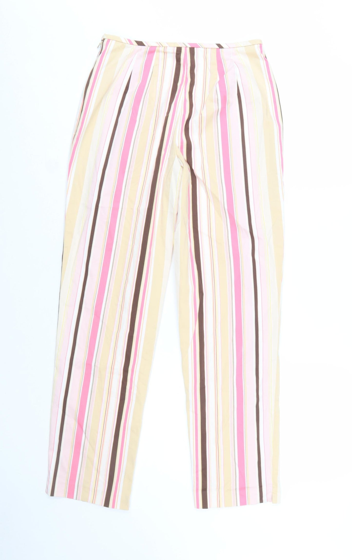 Peck & Peck Women’s Multicoloured Striped Cotton Blend Trousers Size 6