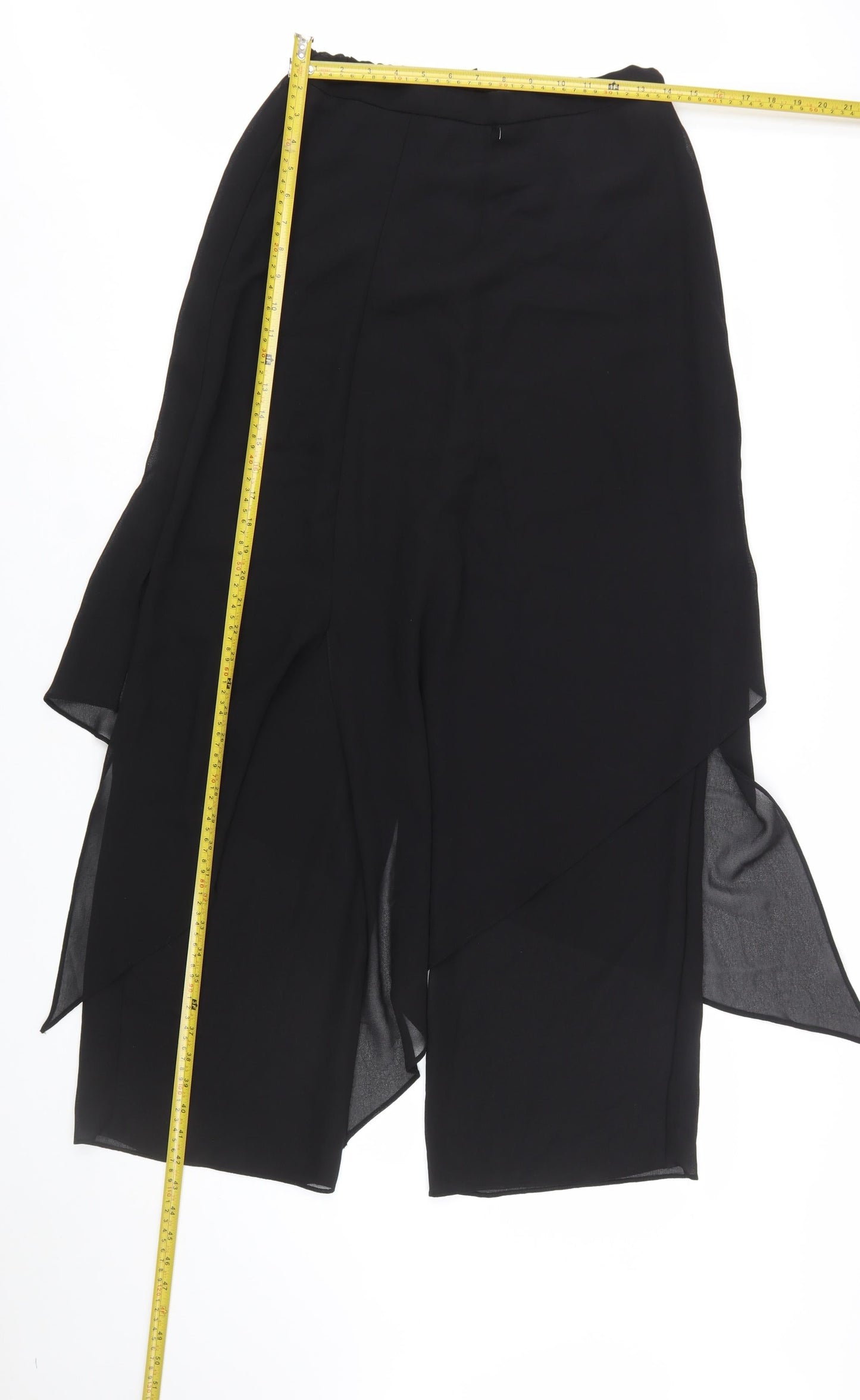 Jump Apparel Womens Black Size 10 Asymmetric Midi Chiffon Skirt