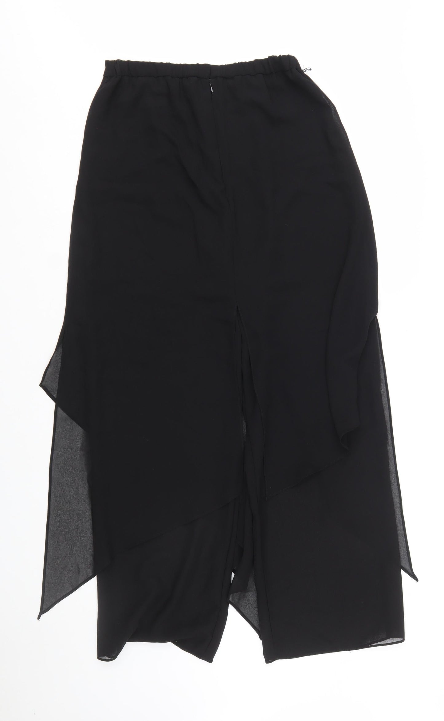 Jump Apparel Womens Black Size 10 Asymmetric Midi Chiffon Skirt