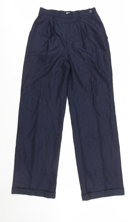 Jones New York Women's Blue Wool Pleated High-Rise Trousers Size 10