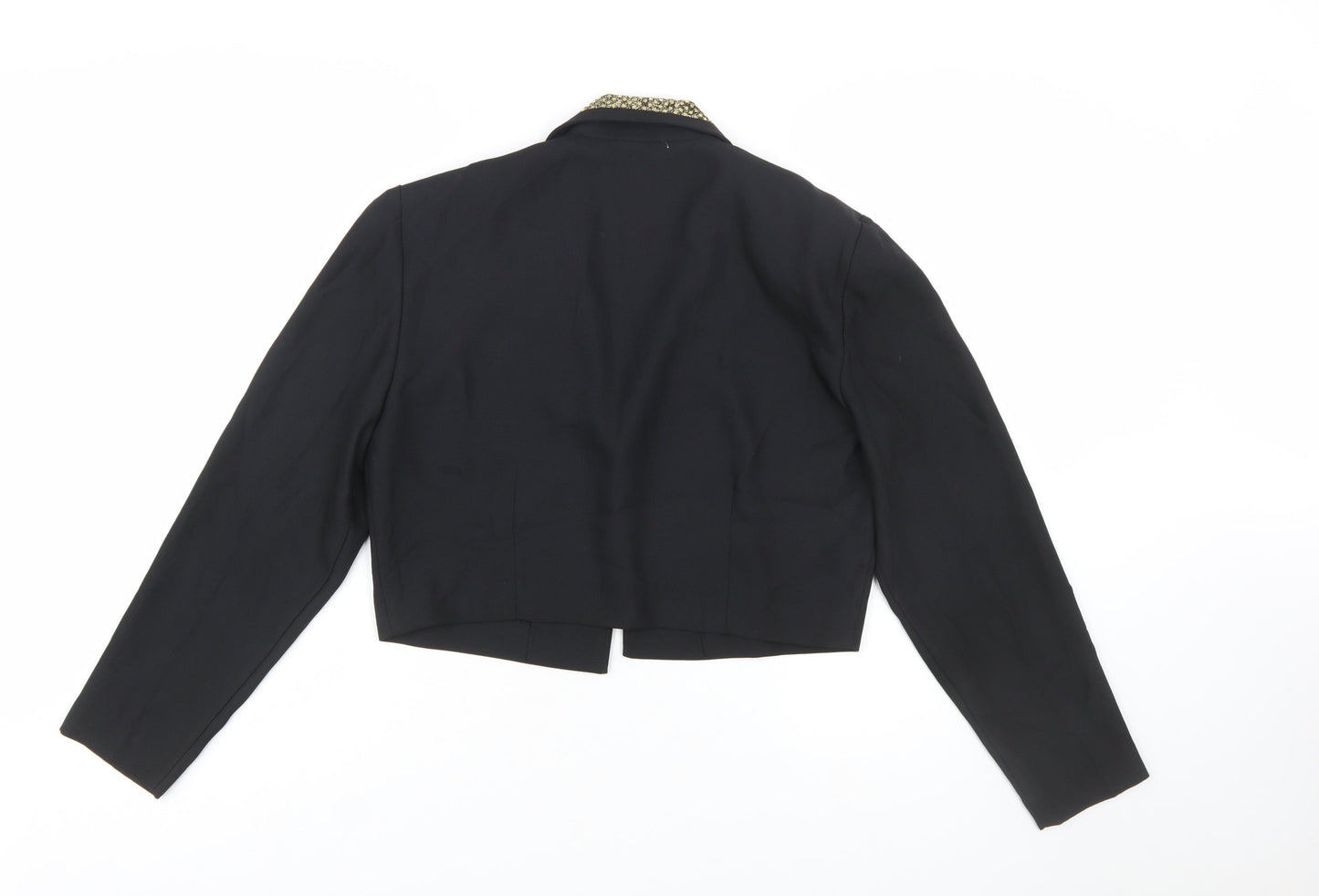 John Roberts Women's Black Cropped Suit Jacket Gold Trim Size 10