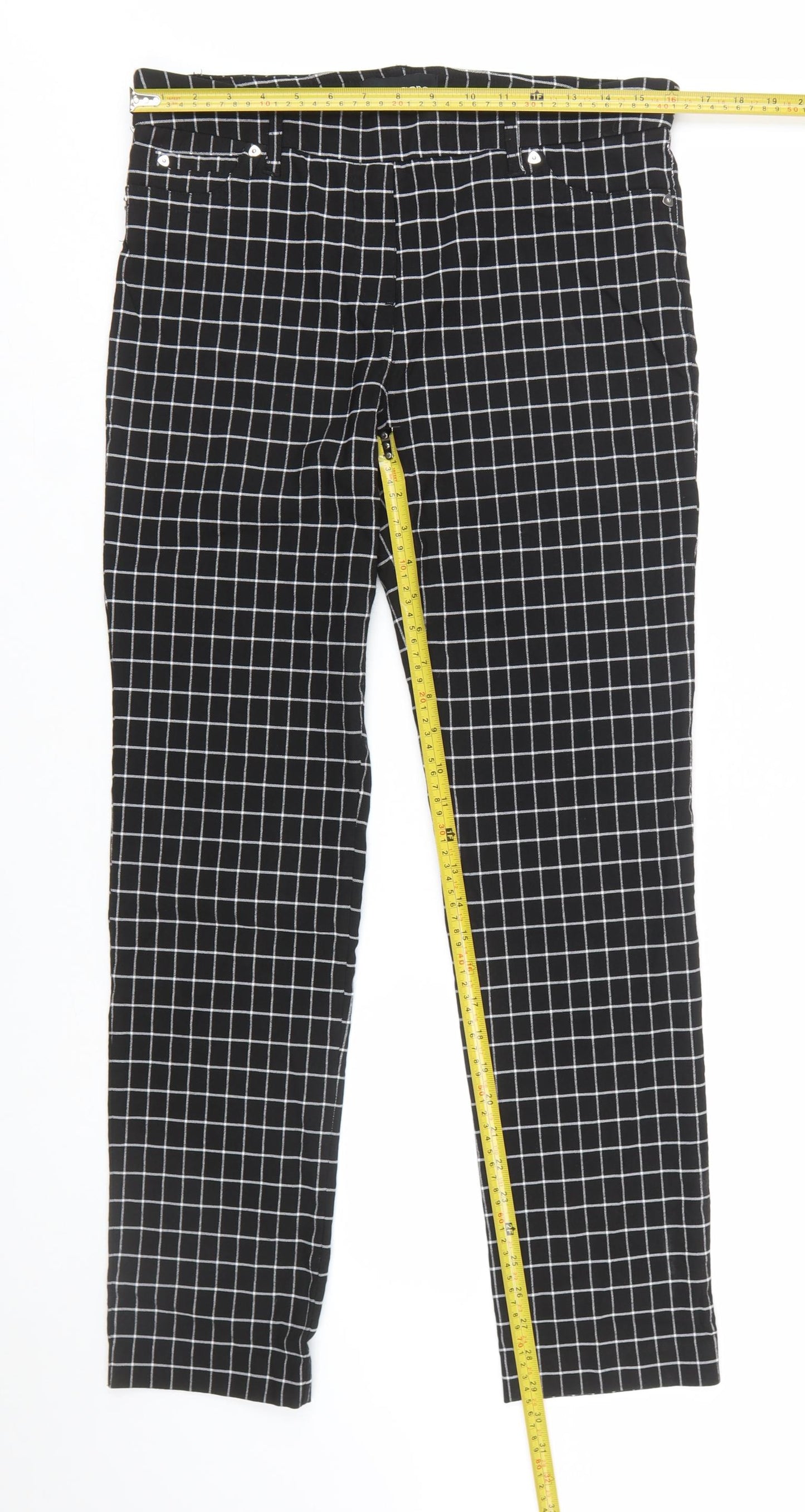 Sharagano Women's Black Check Tapered Trousers Size 10