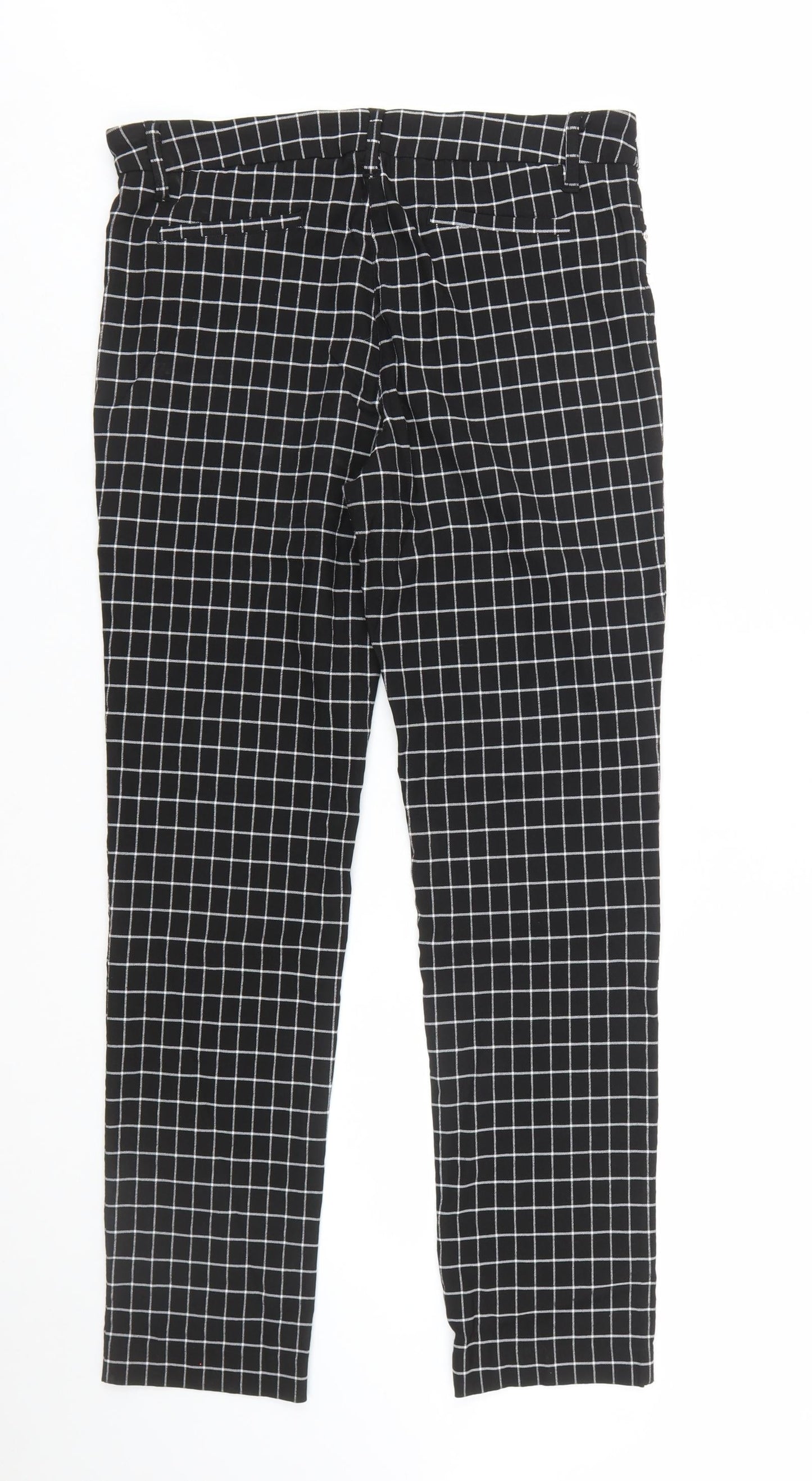 Sharagano Women's Black Check Tapered Trousers Size 10