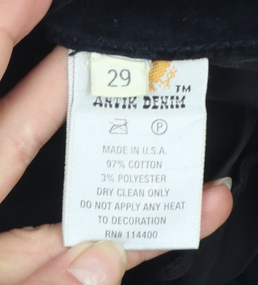 Antik Denim Women's Black Velvet Flared Trousers Size 29