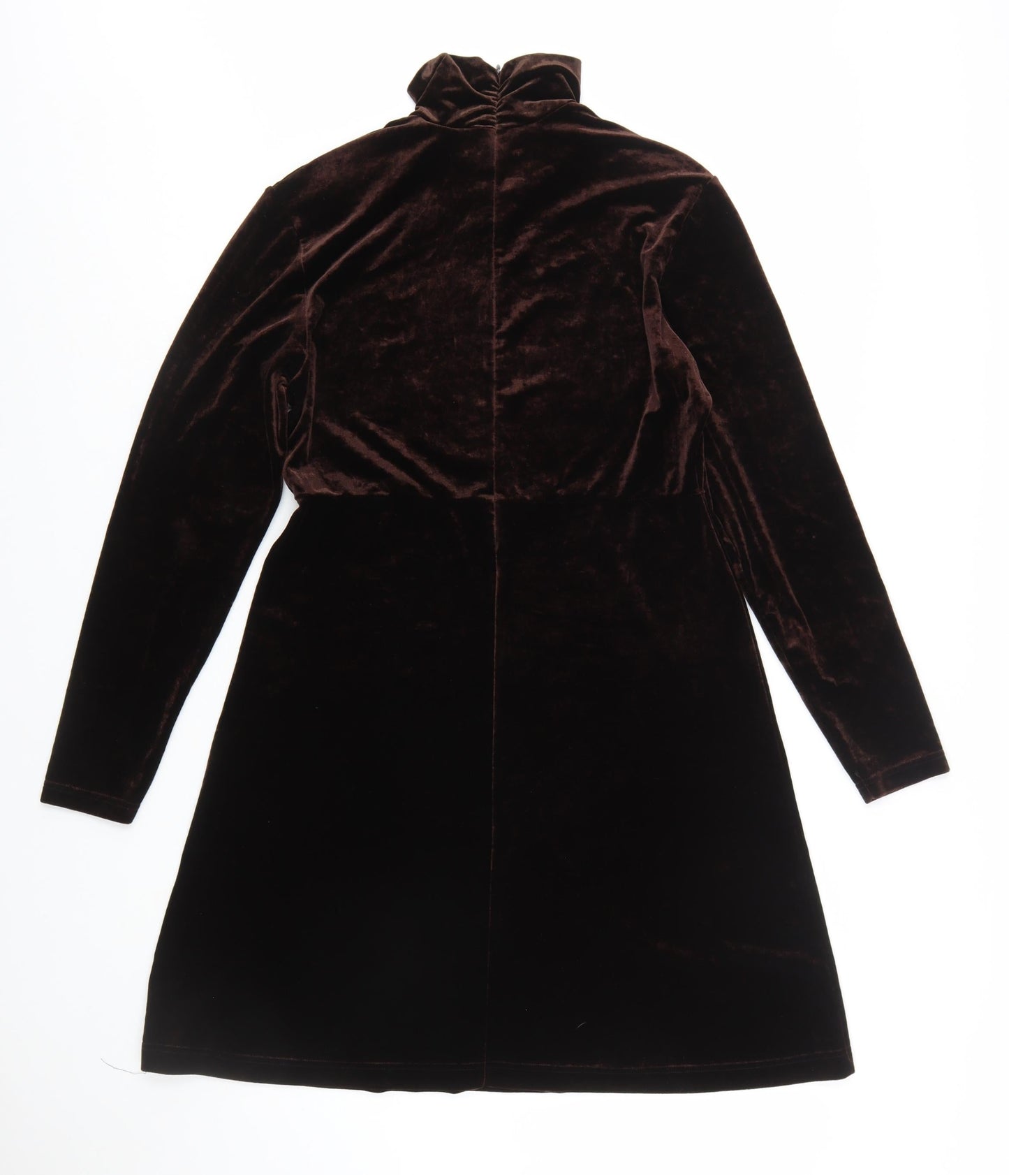 Amanda Smith Women Brown Velvet A-Line High Neck Dress Size 8