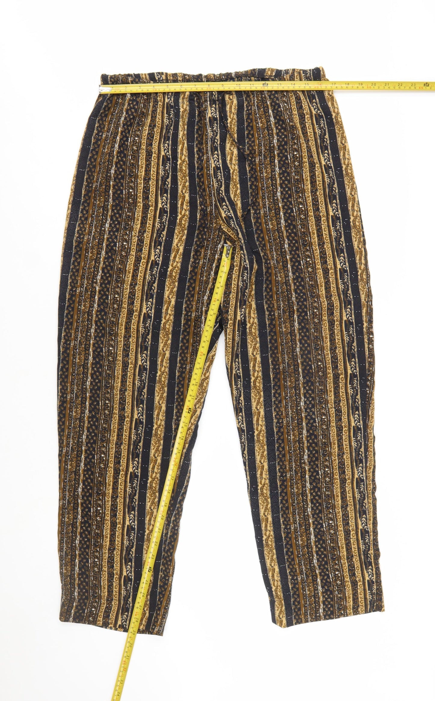 Jessica Womens Brown Black Striped Relaxed Trousers Size L Polyester