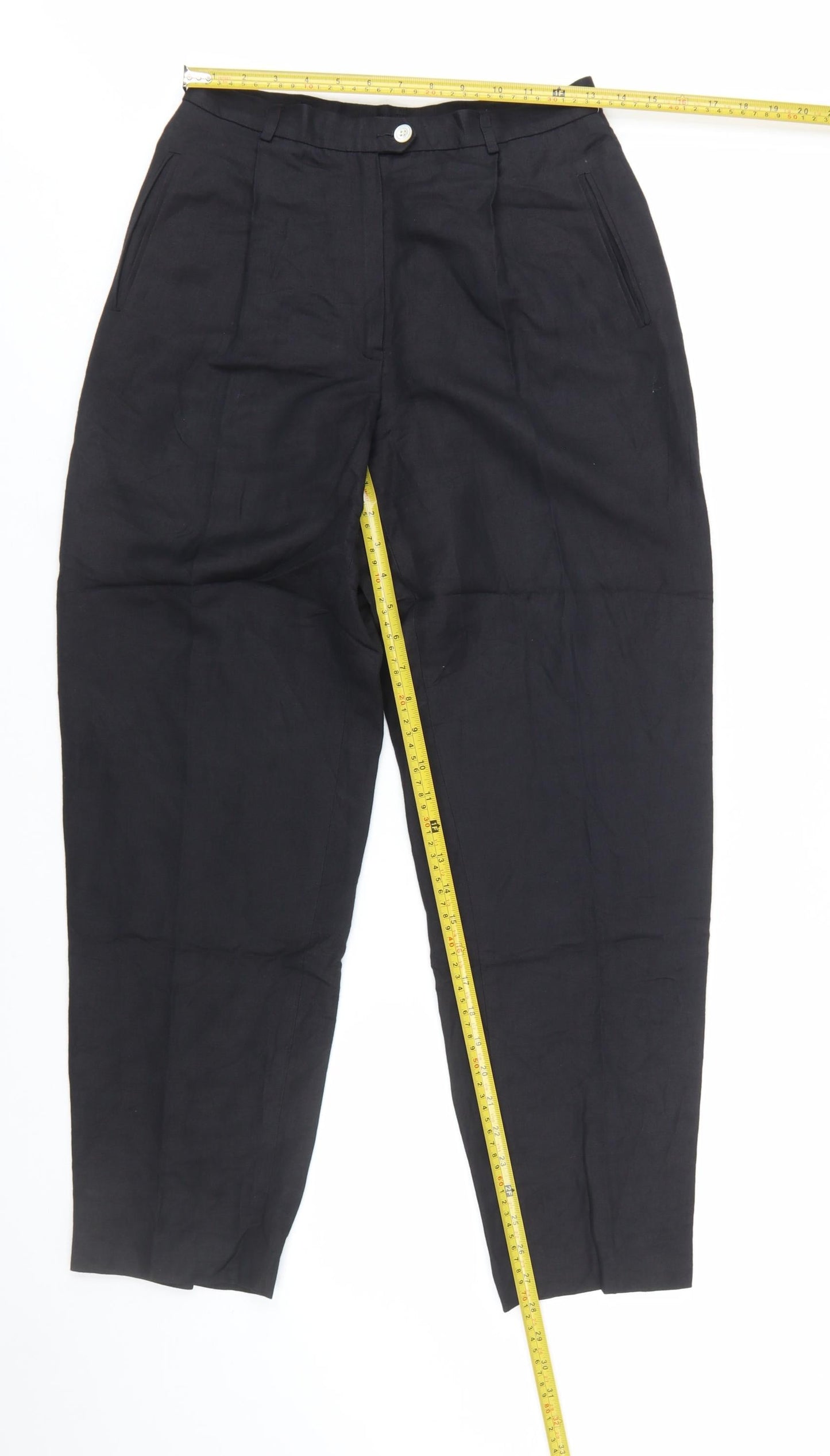 Liz Claiborne Women’s Black Linen Petite 10 Pleated Trousers