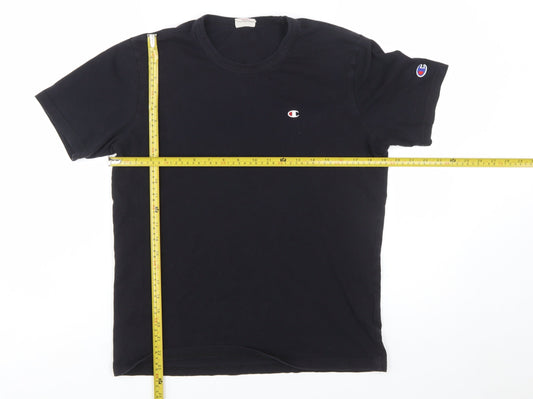Champion Men's Black Cotton Crew Neck Short Sleeve T-Shirt Size S
