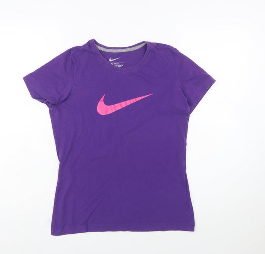 Nike Womens Purple Slim Fit T-Shirt Size L Activewear Top