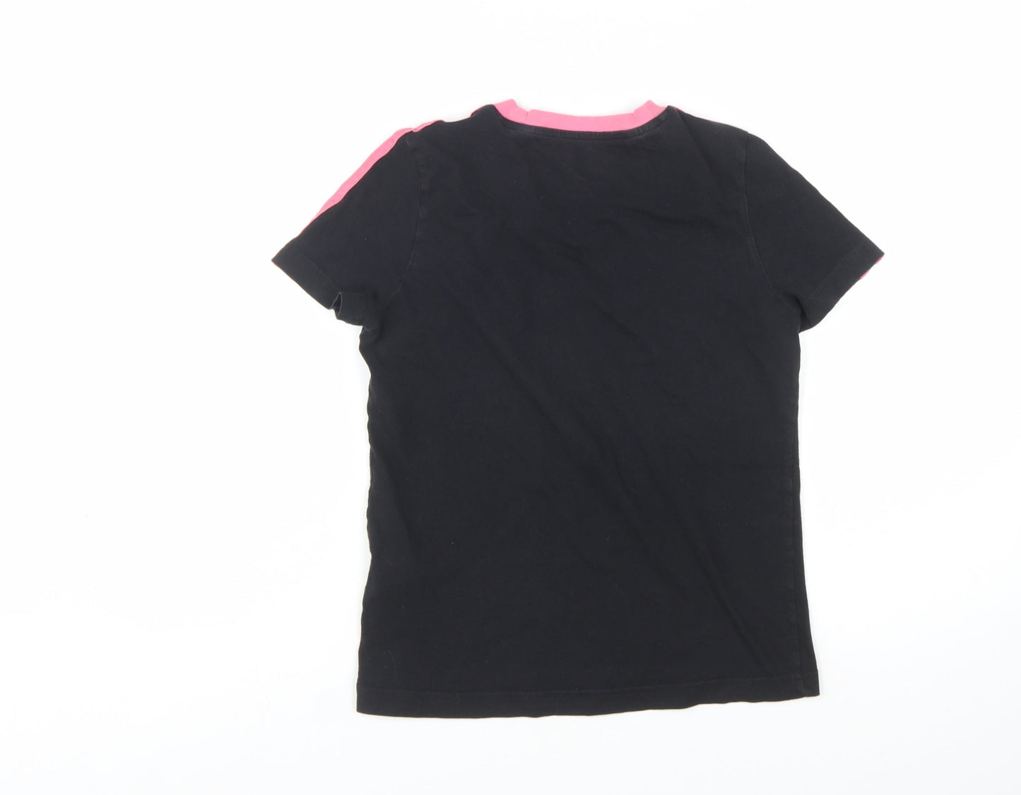 Adidas Girls Black Pink Short Sleeve Cotton Sports T-Shirt 11-12 Years