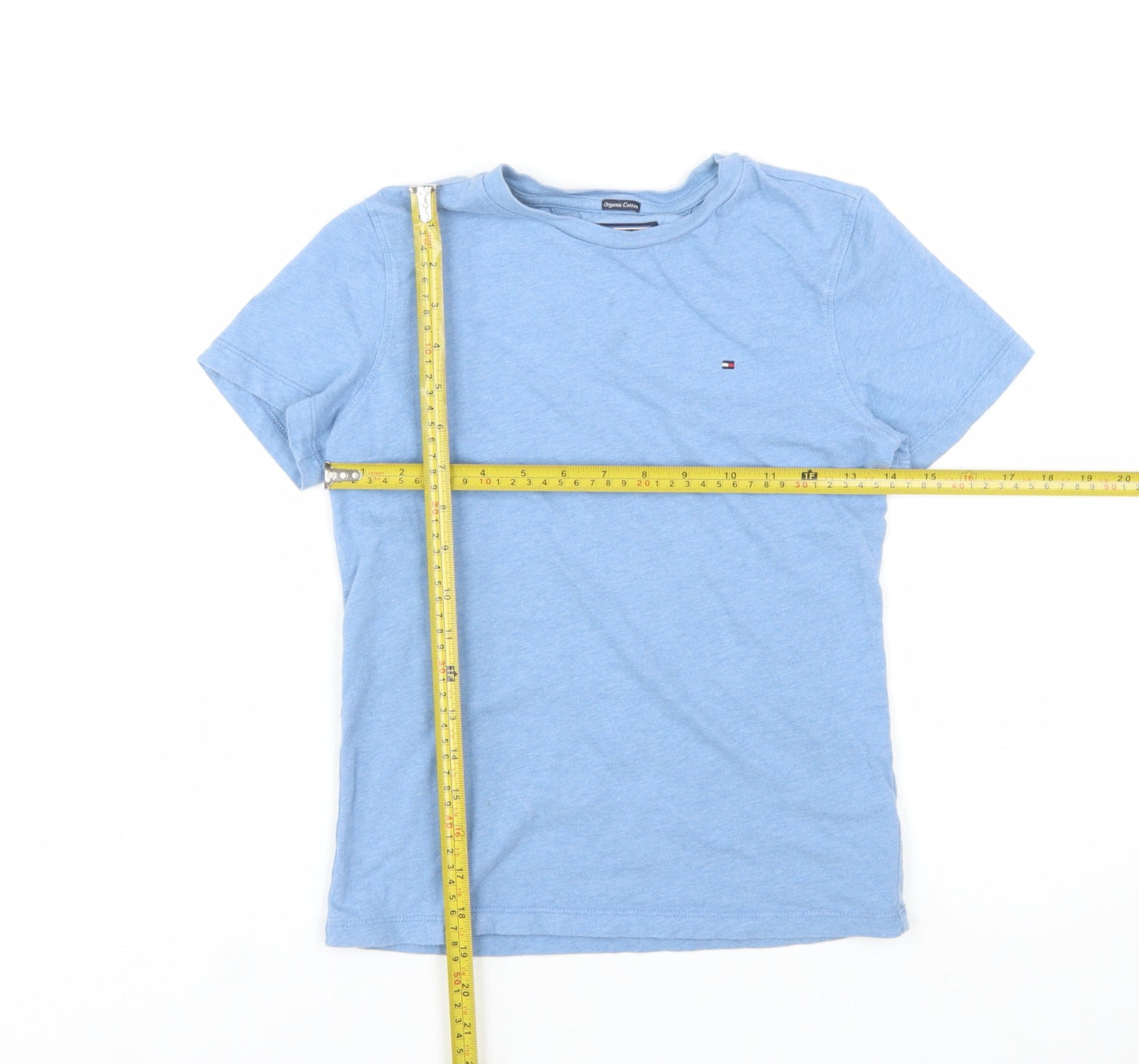 Tommy Hilfiger Boys Blue Organic Cotton Short Sleeve T-Shirt Size 140