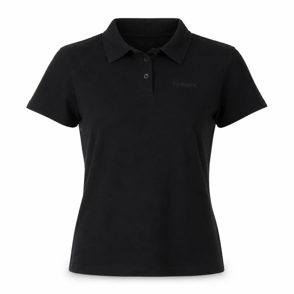 LA Gear Womens Black Polo Shirt Size 12 Short Sleeve Cotton Stretch