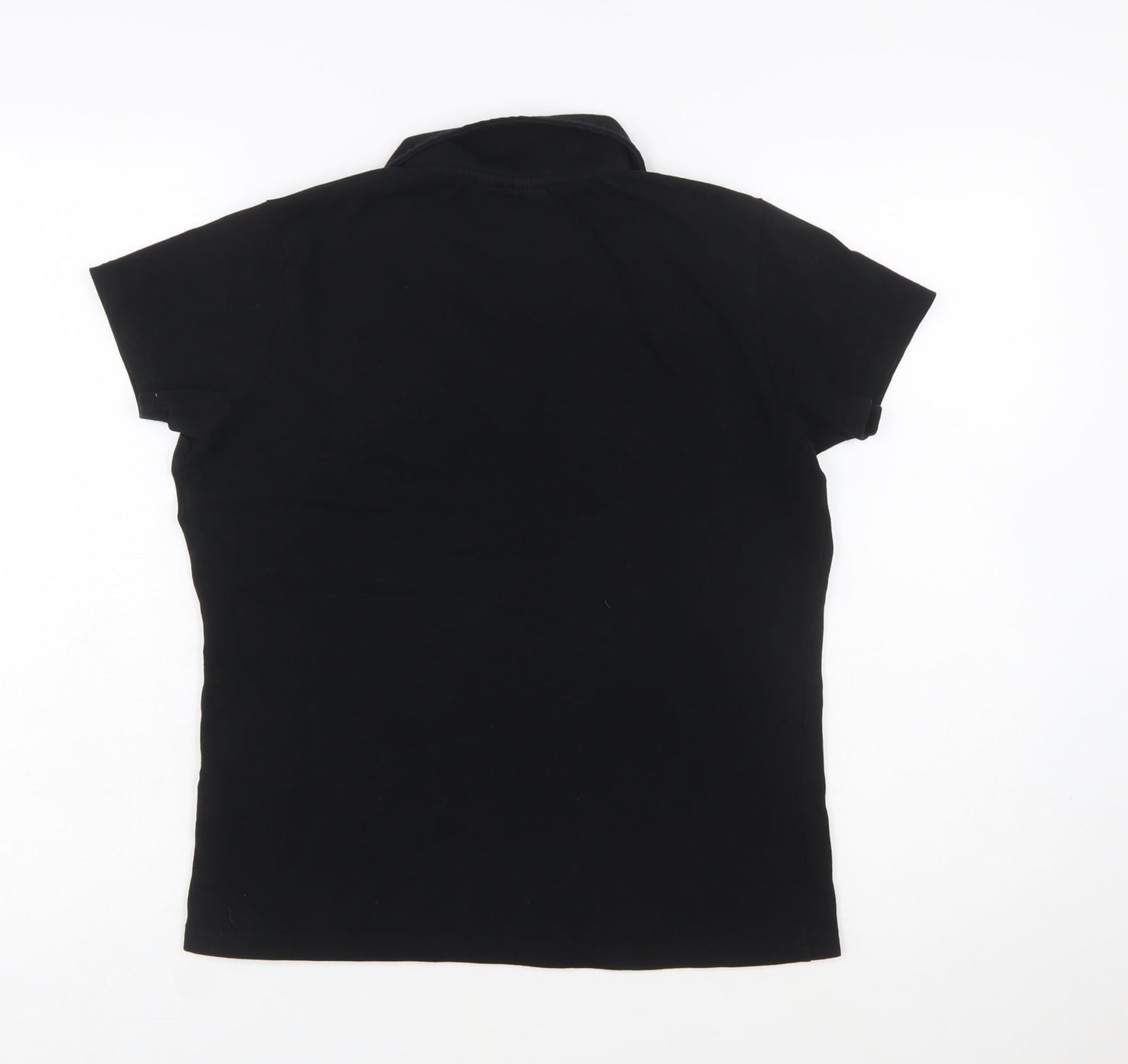LA Gear Womens Black Polo Shirt Size 12 Short Sleeve Cotton Stretch