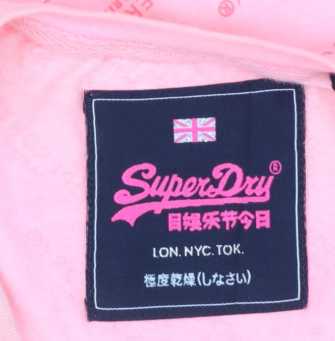Superdry Womens Pink Crew Neck Logo T-Shirt Size 12