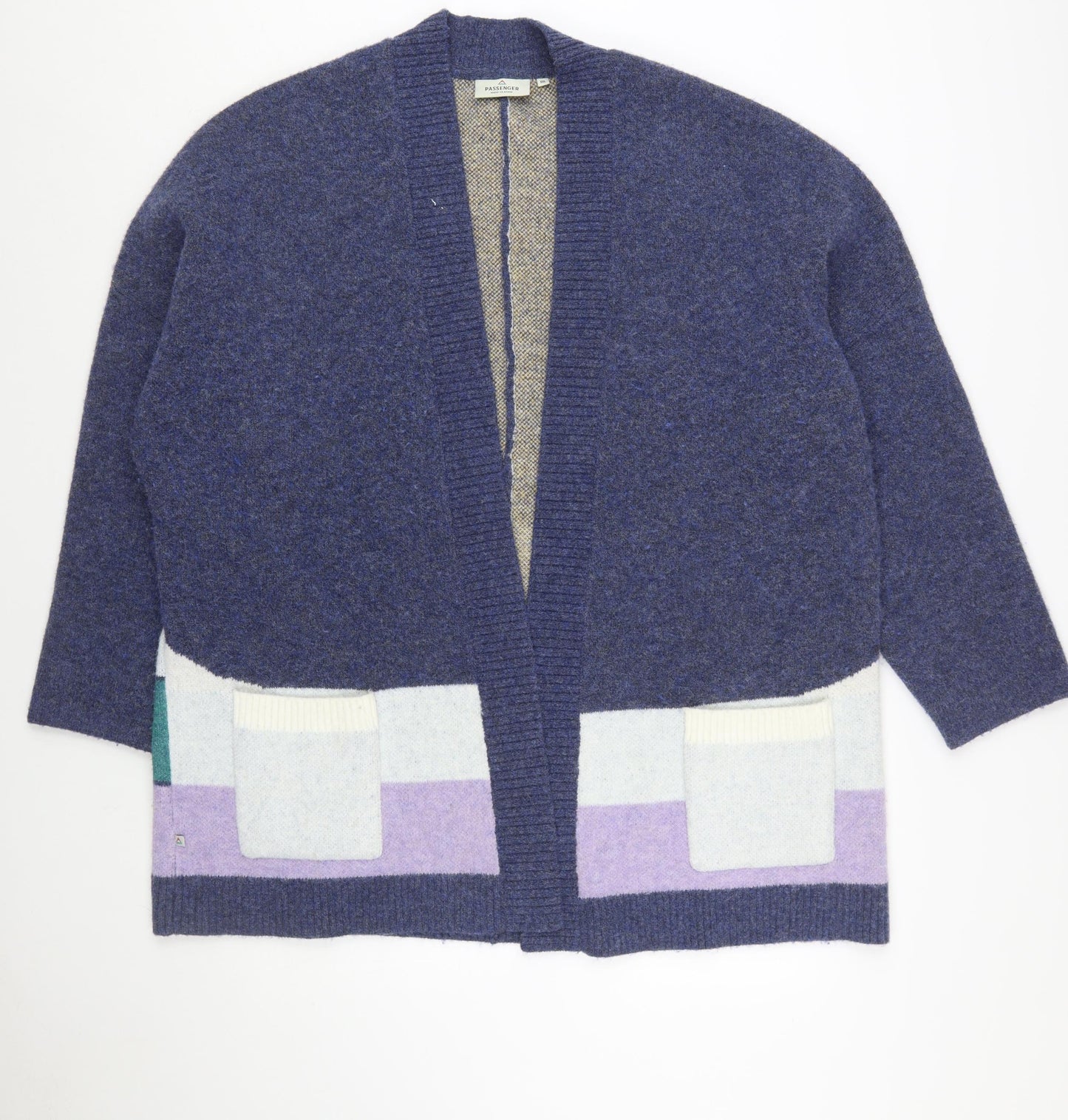 Passenger Women’s Blue Cardigan XXL Wool Blend Mountain Print