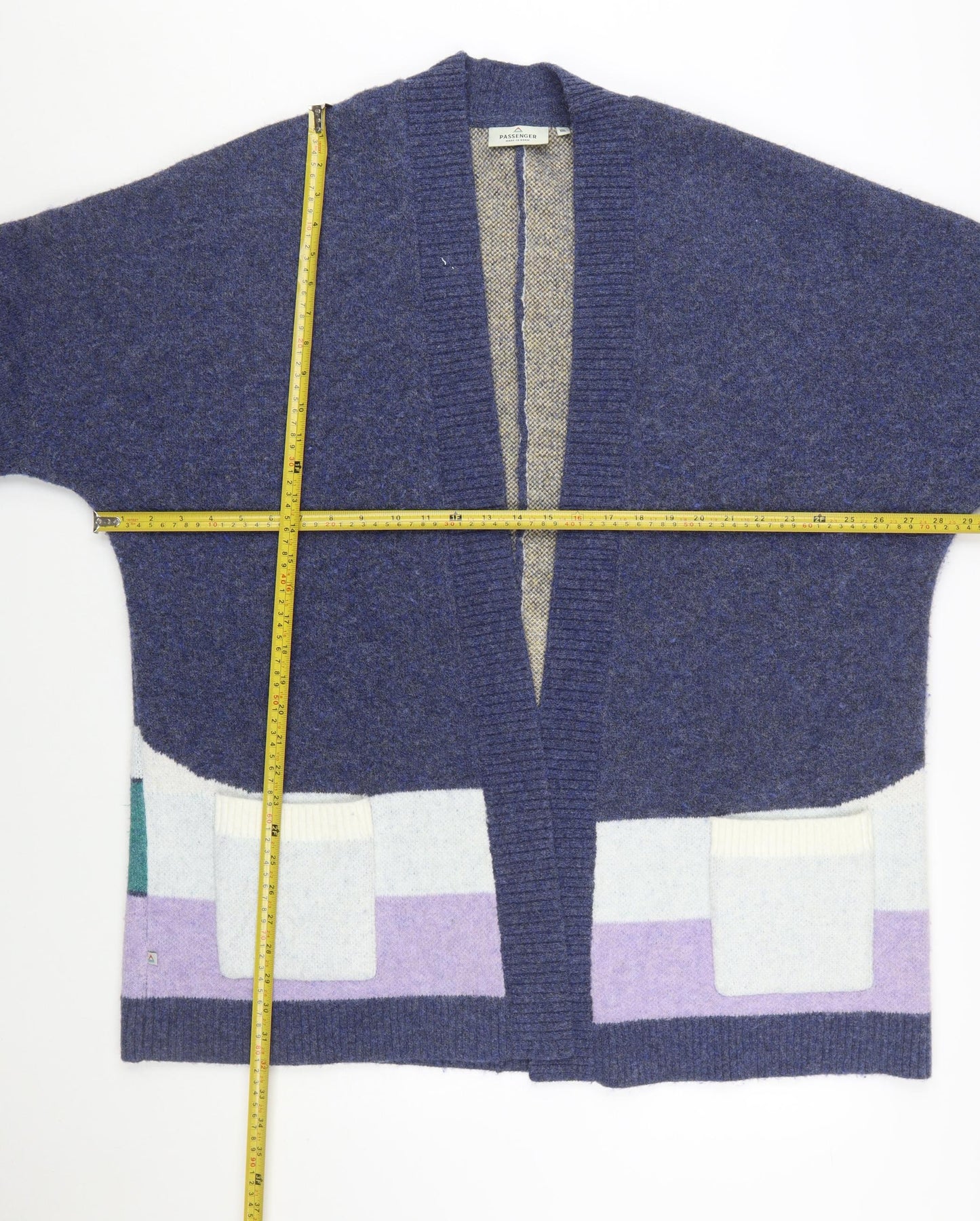 Passenger Women’s Blue Cardigan XXL Wool Blend Mountain Print