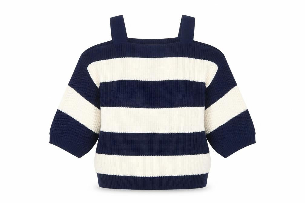 Marks & Spencer Women's Blue Striped Cotton Pullover Jumper Size L