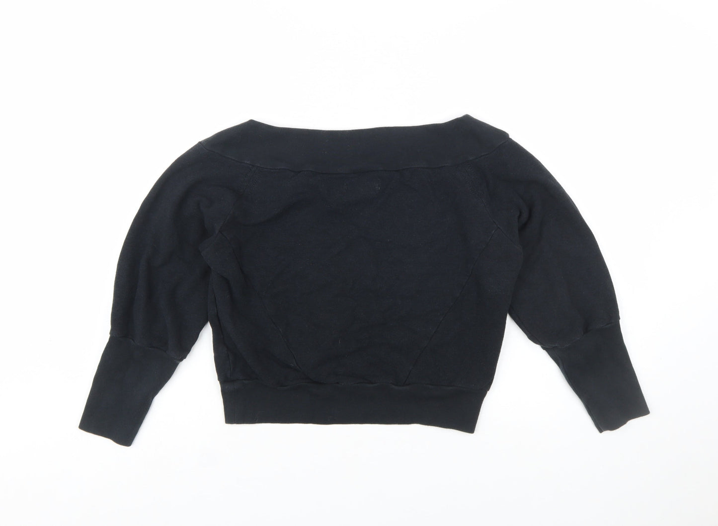 Adidas Womens Black Boat Neck Pullover Sweatshirt Size 10 Bamboo Blend