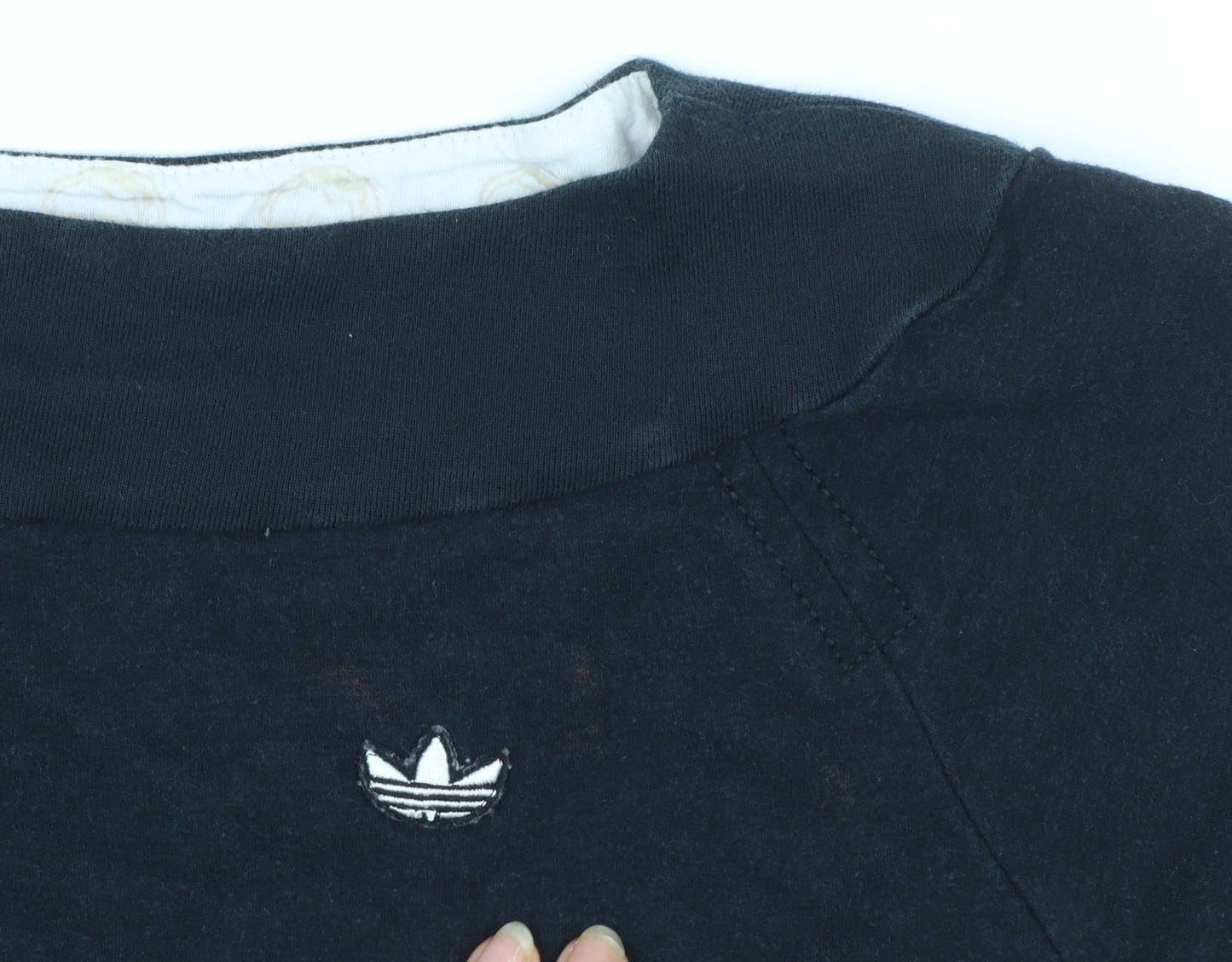 Adidas Womens Black Boat Neck Pullover Sweatshirt Size 10 Bamboo Blend