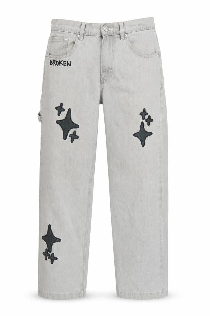 Broken Planet Market Grey Women's Straight Jeans W30 L30