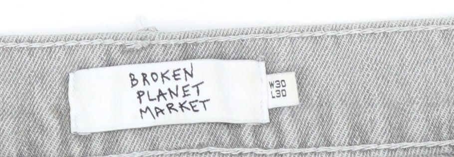 Broken Planet Market Grey Women's Straight Jeans W30 L30