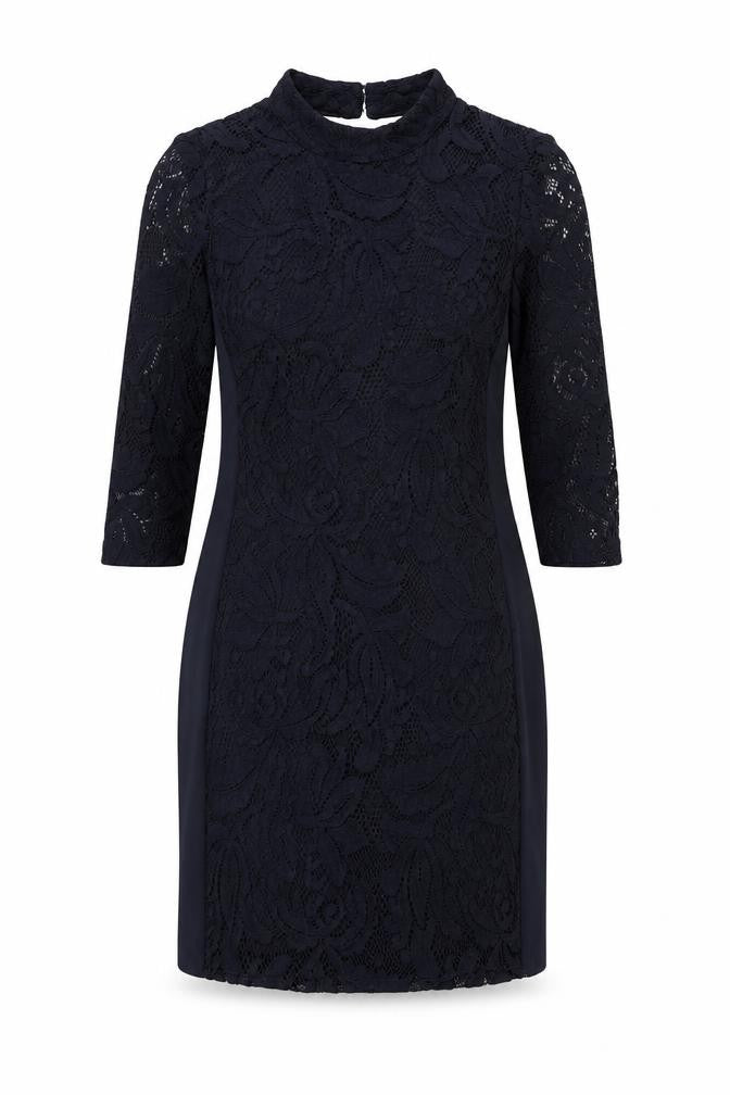 H&M Women Black Lace Sheath 3/4 Sleeve Knee Length Dress Size 10