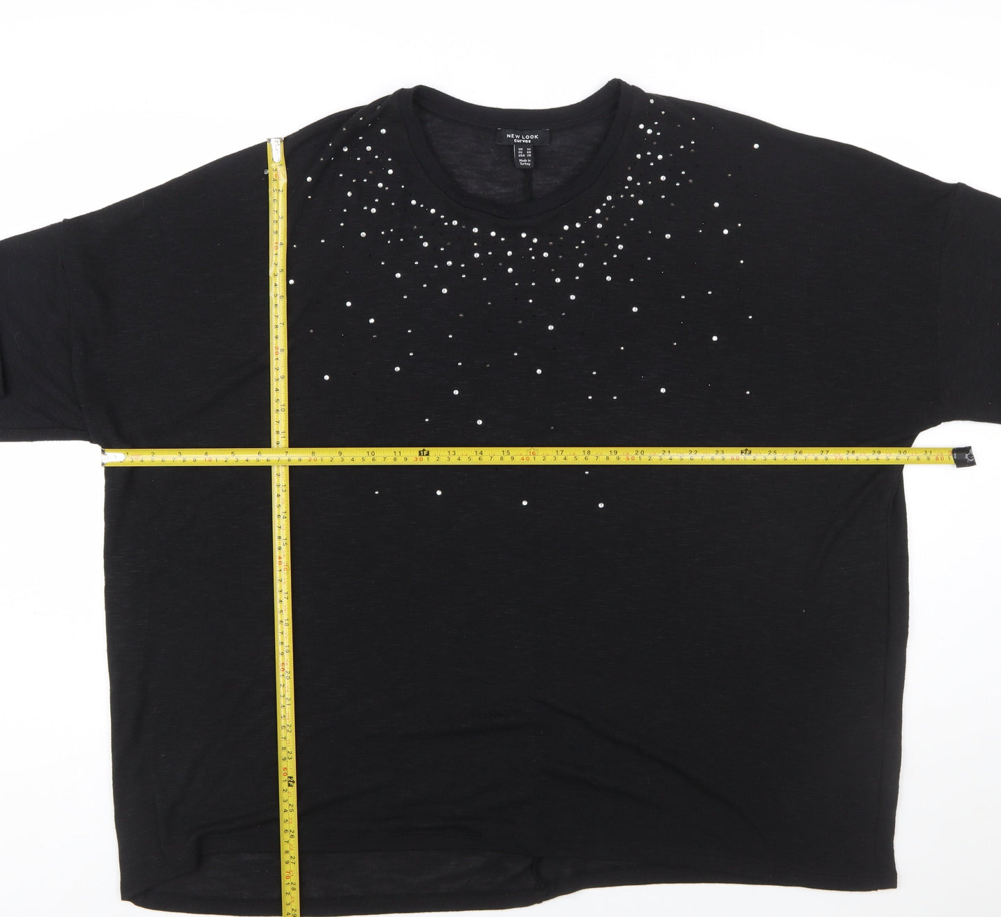 New Look Women Black Rhinestone Plus Size 32 Pullover Jumper