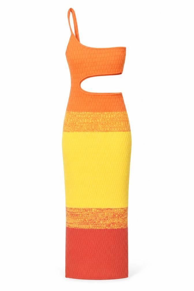 PRETTYLITTLETHING Women's Orange XS One Shoulder Cut Out Bodycon Dress