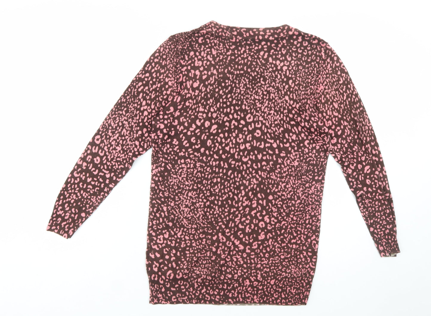 J.Crew Women's Brown Pink Animal Print Merino Wool Jumper Size M
