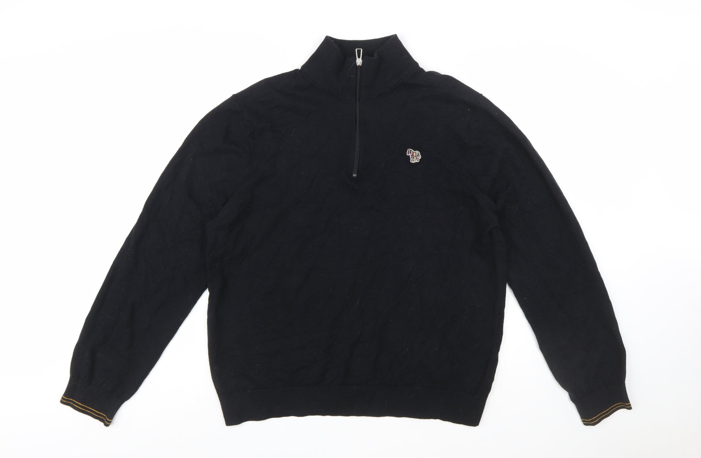 Paul Smith Men’s Black 2XL 1/2 Zip Cotton Knit Jumper