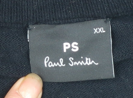 Paul Smith Men’s Black 2XL 1/2 Zip Cotton Knit Jumper