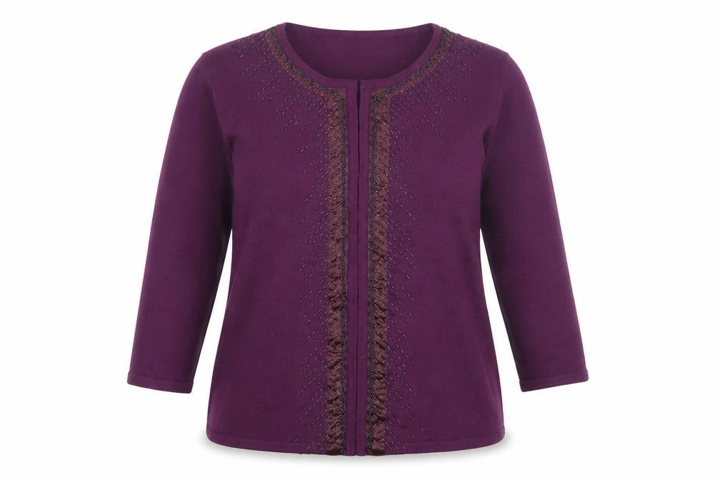 Marks & Spencer Women's Deep Purple Beaded Cardigan UK 16