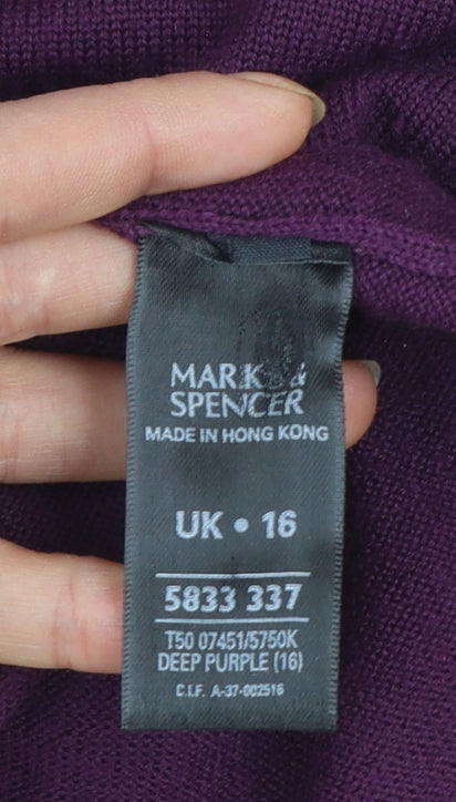 Marks and Spencer Women's Deep Purple Beaded Cardigan UK 16