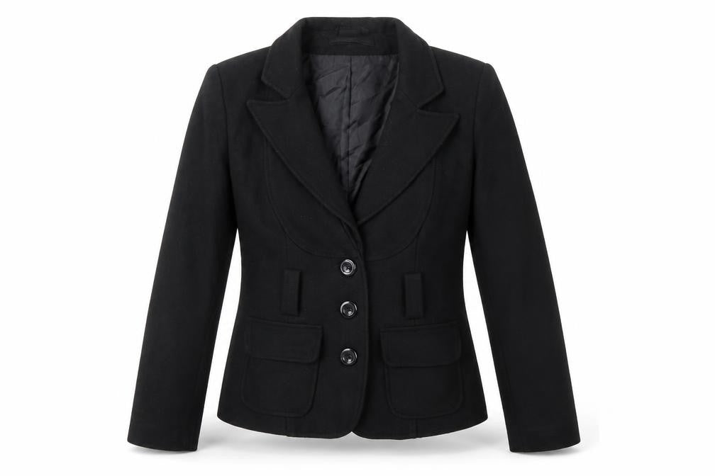 Miss Mania Women's Black Wool Blend Blazer Jacket Size 12
