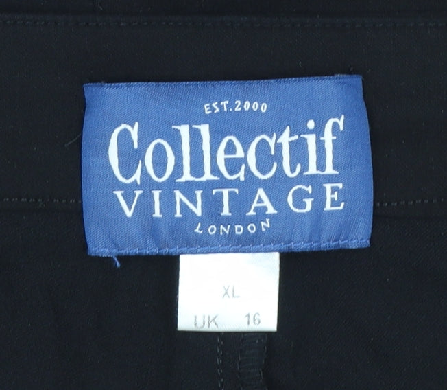 Collectif Vintage Women's Black Sailor Shorts UK 16