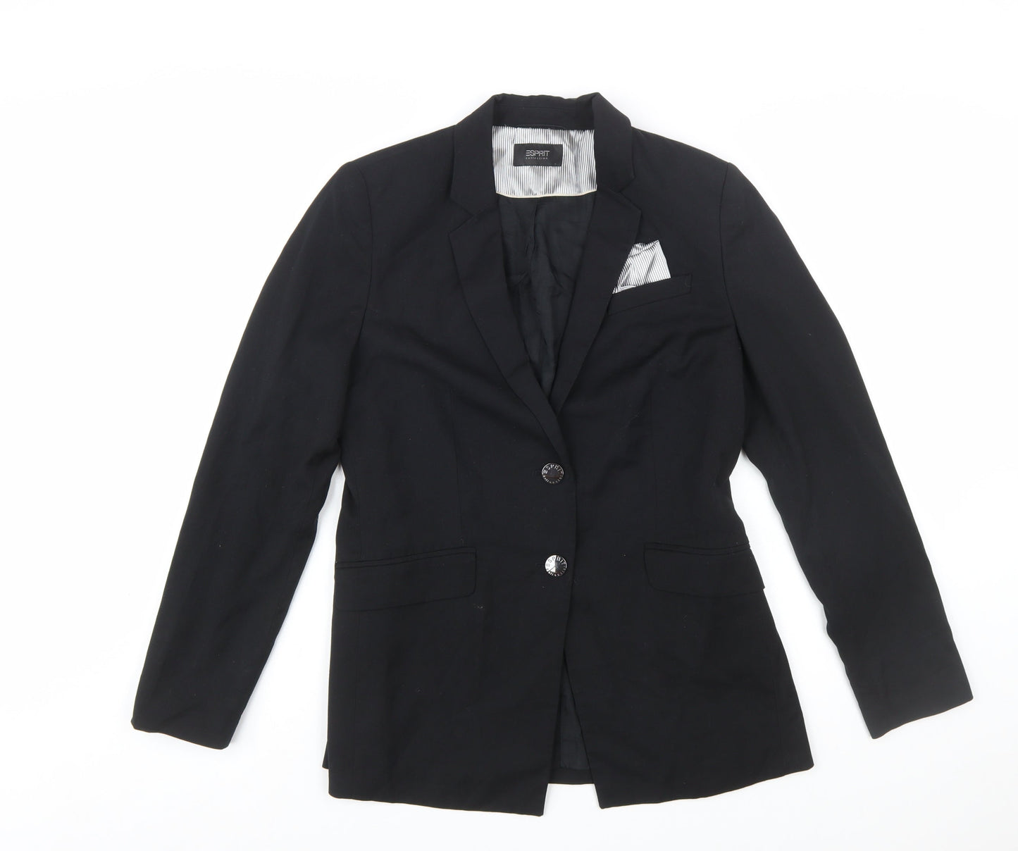 Esprit Women's Black Size 12 Two-Button Regular Fit Blazer