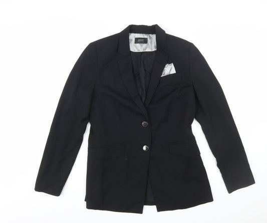 Esprit Women's Black Size 12 Two-Button Regular Fit Blazer
