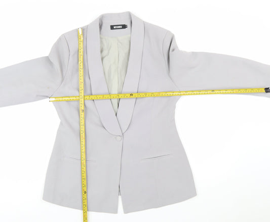 Missguided Women Grey Size 14 Shawl Lapel Single Breasted Blazer