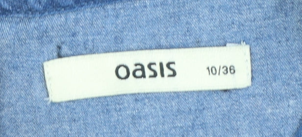 Oasis Women Blue Fit & Flare Chambray Short Dress Size 10