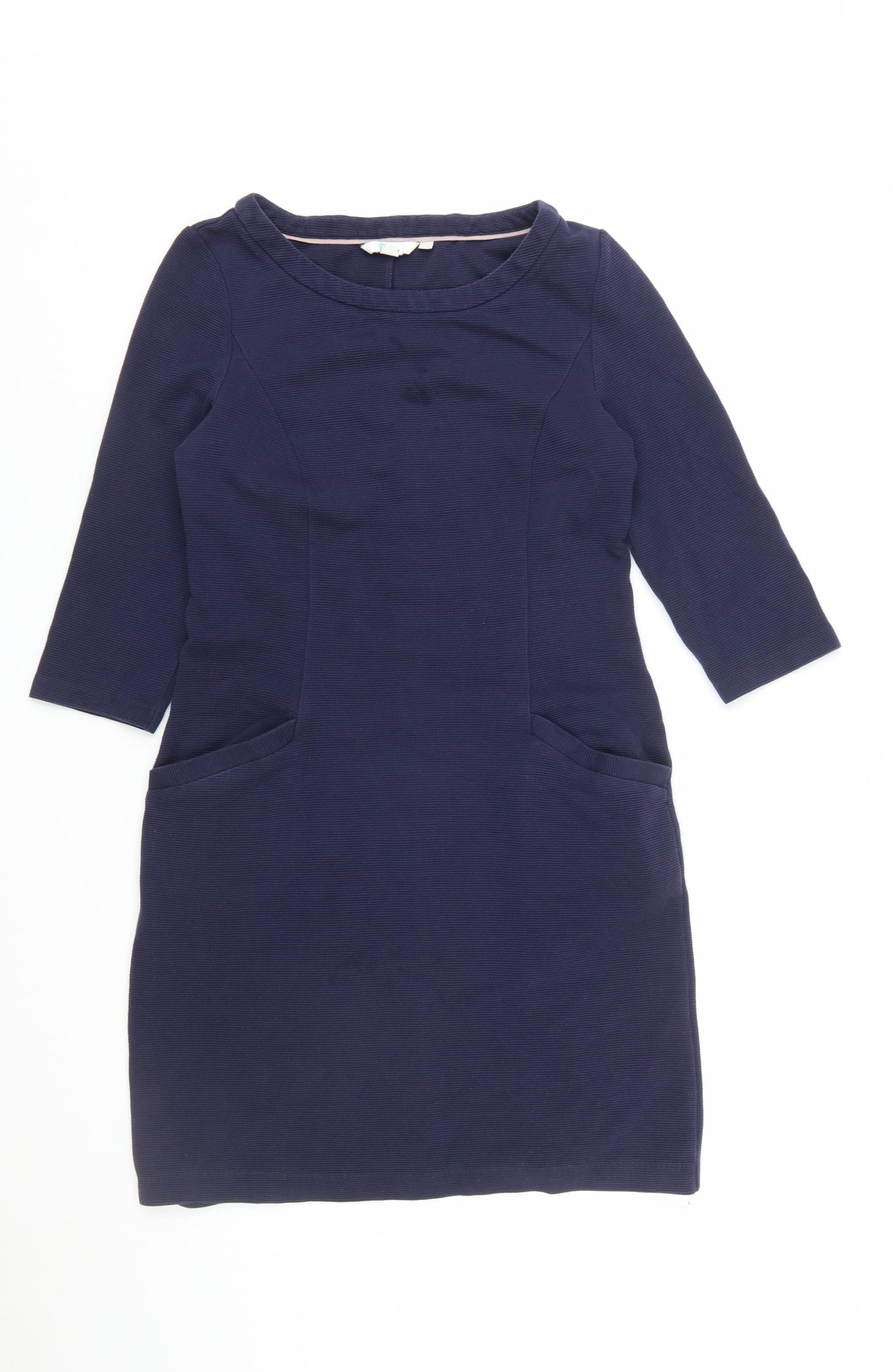 Boden Women’s Blue Shift Dress Size 12 3/4 Sleeve Knee Length Cotton Blend