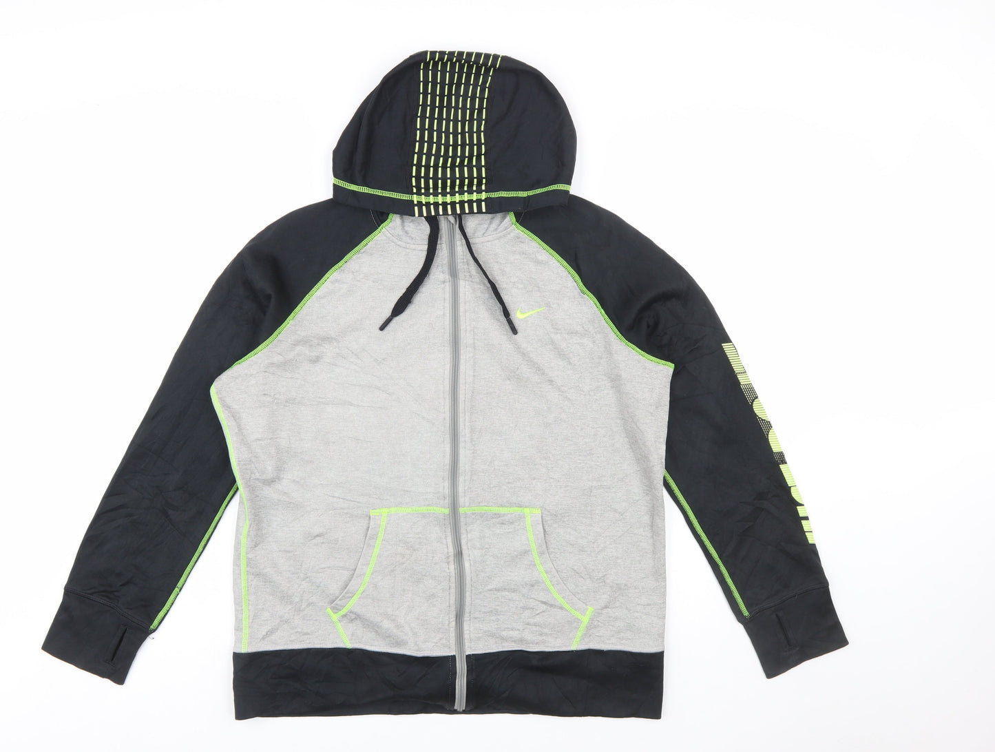 Nike Men's Grey Full Zip Therma-Fit Hoodie XL Sports Fleece