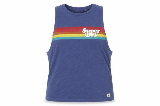 Superdry Women’s Blue Retro Rainbow Tank Top Size 14