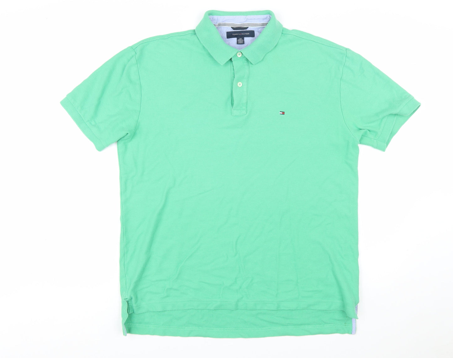 Tommy Hilfiger Men's Green Cotton Polo Shirt Size L Regular Fit
