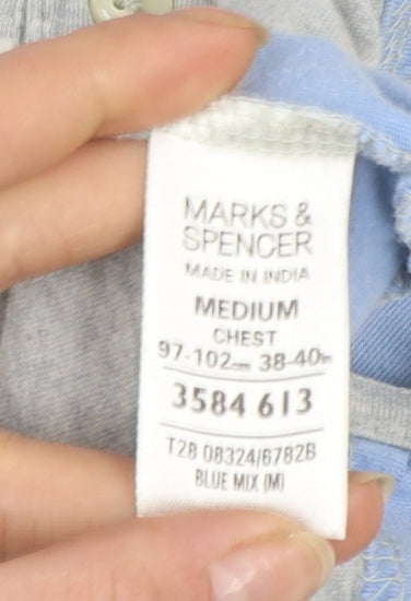 Marks & Spencer Blue Harbour Men's Blue Striped Cotton Polo Shirt M