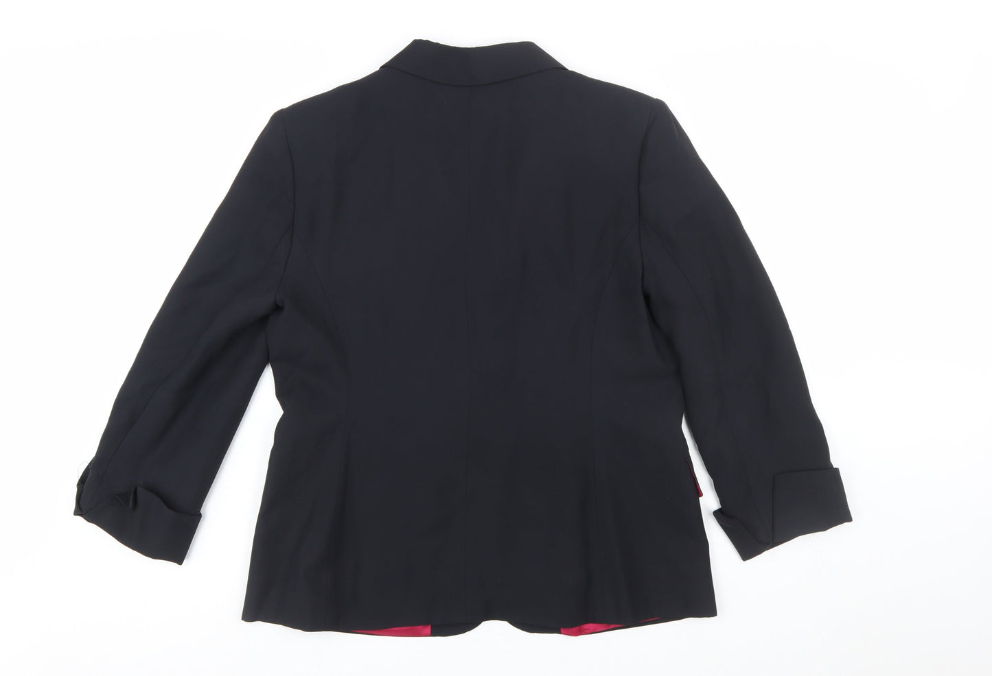 Sansu Women's Black Silk Blend Lined Blazer Jacket Size 16