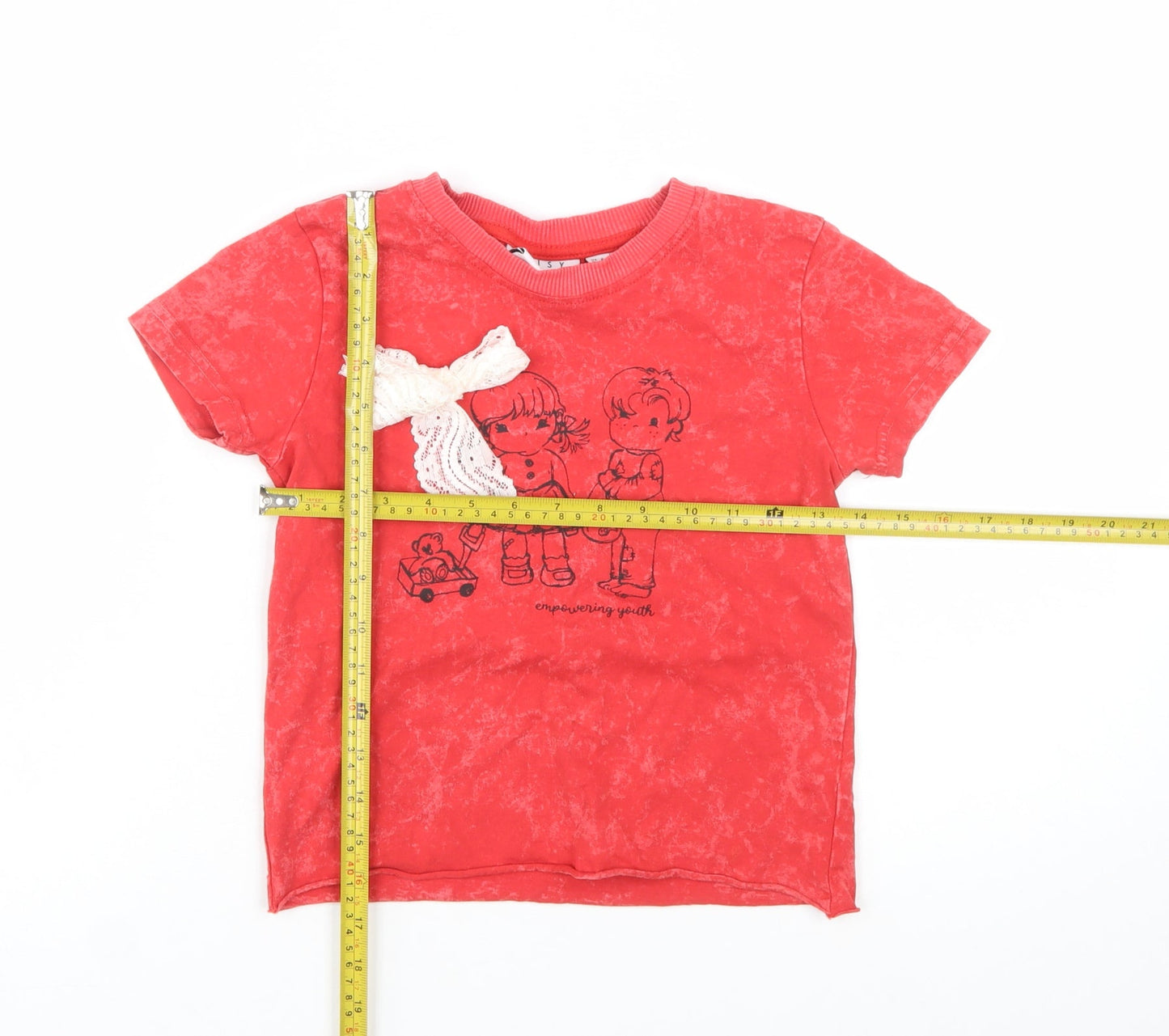 Daisy Street Women's Red Crew Neck Short Sleeve T-Shirt Size 6