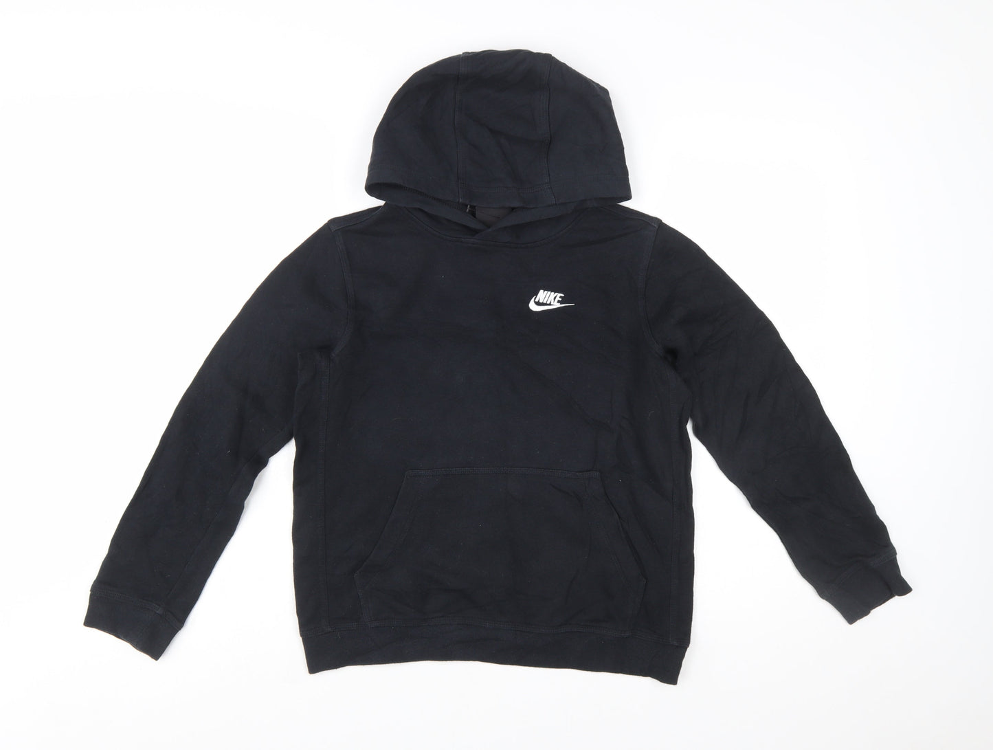 Nike Boys Black Pullover Hoodie Size L 147-158cm Cotton Blend Standard Fit