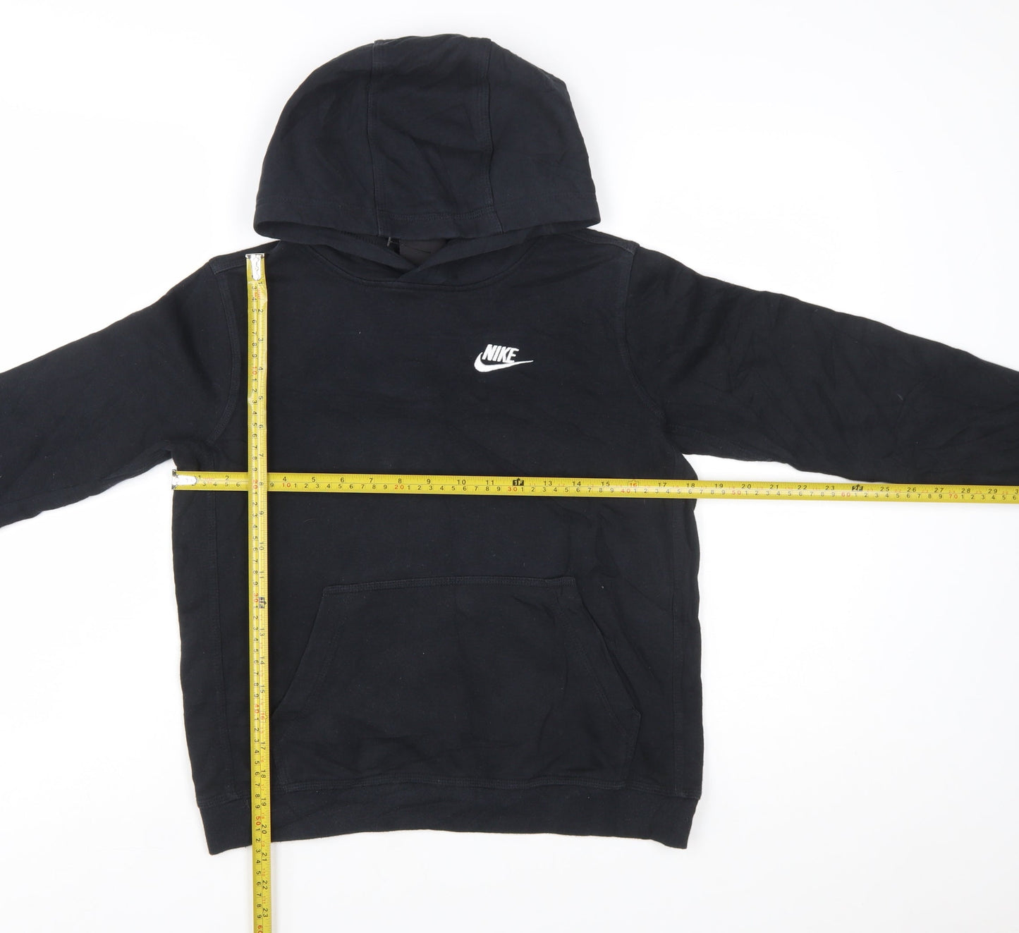 Nike Boys Black Pullover Hoodie Size L 147-158cm Cotton Blend Standard Fit